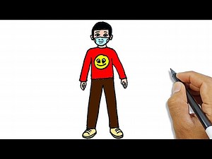 How To Draw A Person Wearing A Mask Easy So Easy | Simple Drawings For Beginners - Videos For Kids