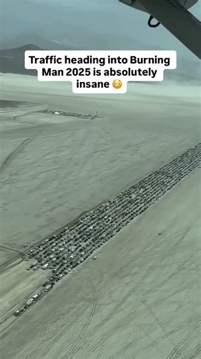 Rave Residence on Instagram: "This view of the Burning Man 2025 traffic is crazy 😳🚁 via mightrave/TT #burningman #burningman2025 #blackrockcity #burners"