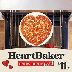 It’s time to share the love! Get our limited time HeartBaker® Pizza, in the shape of a heart, only $11. | Papa Murphy's Pizza