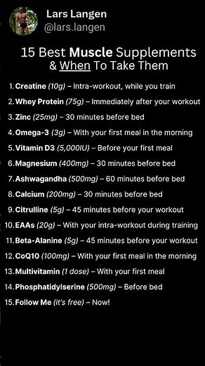 15 Best Muscle Building Supplements & When To Take Them! Follow ‪@lars.langen‬