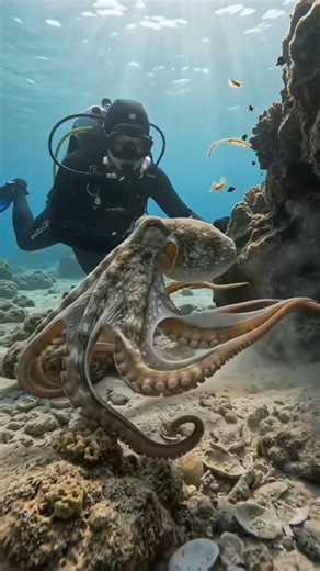 i thought the reef was empty until a gint octopus suddenly unfolded 🥺 #oceangiants #underwaterworld
