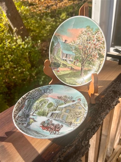 Collectible Plates by Currier & Ives-winter and Spring. Set of 2. Four Seasons Series. - Etsy