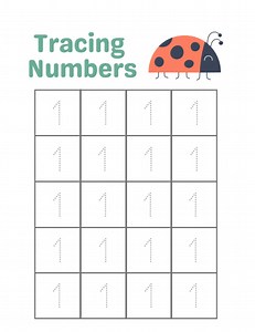 Kids Printable Numeric Tracing With Counting Worksheet. Digital Download - Etsy