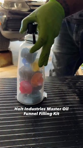 Make oil changes a clean, easy job with the Holt Industries Master Oil Funnel Filling Kit! Includes a large, 1.25 quart funnel plus 12 color-coded adapters to fit most passenger vehicles, and a 45° elbow for hard-to-reach fill tubes. Available at your local #HarborFreight! | Harbor Freight