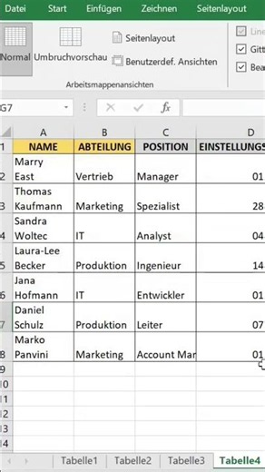 Excel II Spalten fixieren II Deutsch
