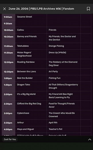 PBS Kids LPB Schedule Archive - June 26, 2006