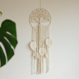 Tree of Life Macrame Wall Hanging, Large Macrame Wall Hanging,beige Macrame Wall Decor,boho Macrame Wall Hanging,leaves Macrame Wall Hanging - Etsy