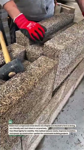 Straw Blocks Turn Into Solid Walls! Eco Build Hack 🌱🏗️ #Construction #EcoBuild #DIY