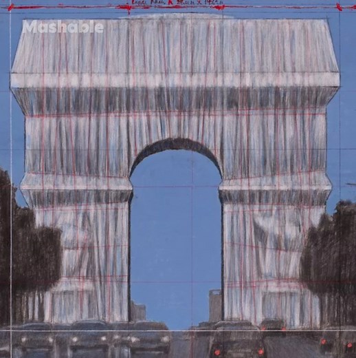 The Arc de Triomphe is now entirely wrapped in iridescent fabric | Mashable