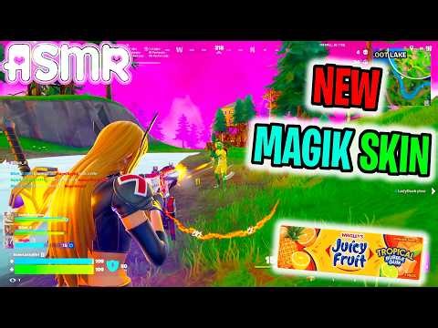 ASMR Gaming 🍀 Fortnite New Magik Skin Relaxing Gum Chewing + Controller Sounds Whispering 🎧