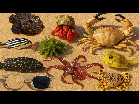 🌊 Ocean foraging |🐙 Smart Octopus,🦞 Green Mantis Shrimp,🪨 Stonefish, Crabs & Colorful Fish Discovery