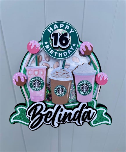 Starbucks Shaker Cake Topper, Personalized Coffee or Beverages, Birthday Themed - Etsy