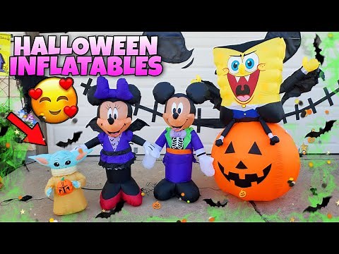 Mickey & Minnie Mouse Halloween Inflatable Blow Ups Yoda SpongeBob Decorations 2021