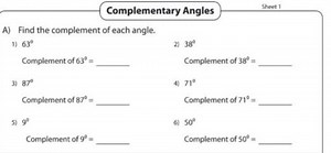 Complementary AnglesSheet 1A) Find the complement of each ang... | Filo