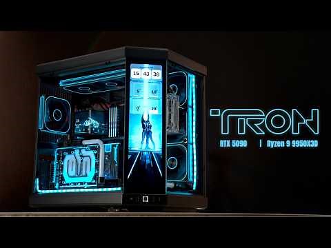 TRON Inspired HYTE Y70 Touch Infinite Custom Loop Water Cooling PC Build