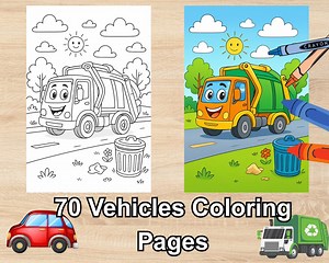 70 Vehicles Coloring Pages Cars, Planes & More for Kids - Etsy