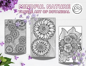 Botanical Zentangle Floral Art Printable Worksheet, Digital PDF for Mindful Drawing - Etsy UK