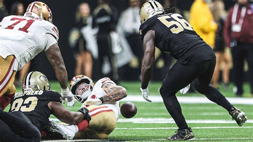 Demario Davis recovers Chris Rumph II's relentless strip sack of Mac Jones | Saints-49ers Highlights | 2025 NFL Week 2