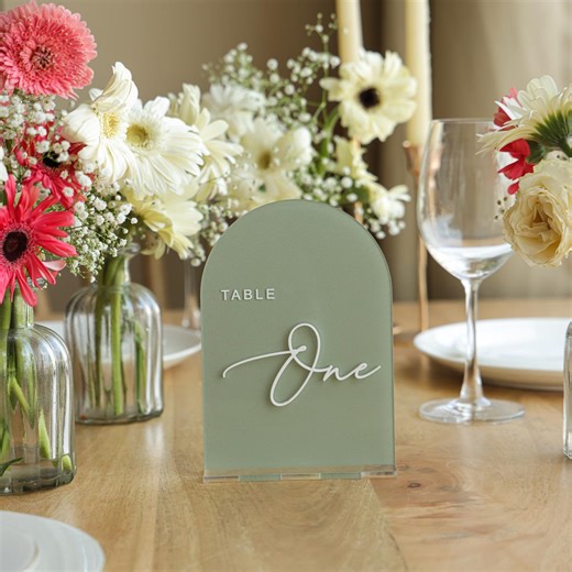 Sage Green Wedding Table Numbers – Wedding Modern Arch Acrylic Table Numbers (5x7 Inches) - Etsy