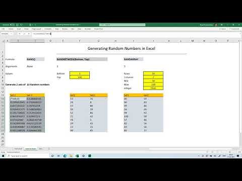 Tutorial 1.4 Statistics Using Excel: Generating Random Numbers Part 1