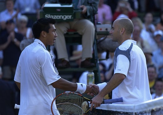 He stunned Andre Agassi at Wimbledon in 2002 and became the first Asian player ranked in the ATP top ten