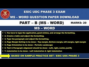 ISRO CPT PREVIOUS YEAR QUESTION PAPER PDF SKILL TEST MS WORD PRACTICE SET | COMPUTER QUESTION PAPER