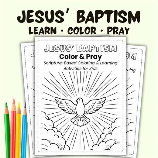 The Baptism of Jesus | Bible Color and Pray for Kids | Sunday School, Homeschool PDF - Etsy