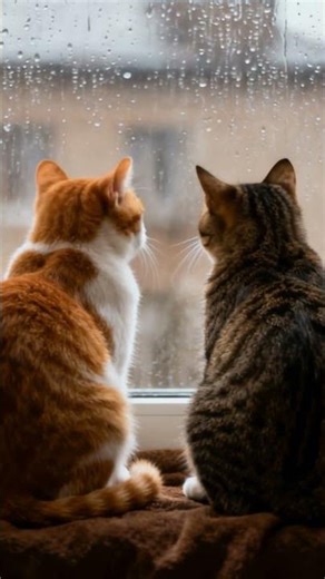 Rainy Window ASMR for Deep Sleep | Cozy Cats Watching the Rain (8 Hours)