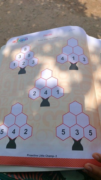 Solve the Pyramid puzzle by filling in the missing numbers in e... | Filo