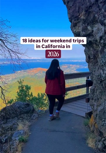 location details ⬇️ There's so many options to choose from when it comes to California in terms of landscapes and varying climates/seasons! Which spot would you head to first? SHORT DRIVE (less than 2hrs) If you live in San Francisco or the Bay Area⤵️ I've listed shorter weekend trips like Napa Valley, Santa Cruz, Calistoga, Mt. Tam MODERATE DRIVES (3-4hrs) Trips that are moderate drives out (around 3hrs ), you should head to Yosemite National Park, Cambria, Pismo, Big Sur, Shasta County LONG DR