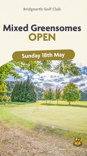🏌️‍♀️⛳ Mixed Greensomes Competition – Sunday 18th May ⛳🏌️‍♂️ Grab your golf partner and join us for a fun day on the course! 🟡🔵 Format: Greensomes Stableford 👫 Teams: 1 Gent 1 Lady 💷 Entry: £20 Visitors | £12 Members 📍 Yellow/Red Tees Whether you're playing for fun or the win, it's a great way to enjoy a Sunday on the fairways. Tag your golfing partner and get booked in! 📞 Call the pro shop or visit the website to enter. | Bridgnorth Golf Club