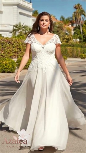 Plus Size Bridal Gown That Moves Like a Dream | Chiffon A-Line Wedding Dress #weddingdress #bridal