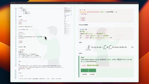 同步滚动，编辑位置同步，公式支持，感觉就离成功越来越近了哈哈哈🤣