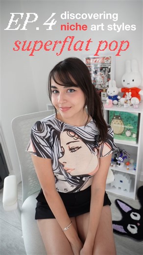 Kelly Badak on Instagram: "Ep.4 → Superflat Pop Superflat Pop was created by Takashi Murakami in the early 2000s. It evolved from his original Superflat theory + style, and leans more into playful, commercial visuals. Think flat outlines, vibrant colors, and kawaii character design. ^_^ This was my take on Superflat Pop 🌈🫧 The photo was taken on my trip in Bodrum, Turkey earlier this spring :P I designed the poster in @adobe Illustrator while pulling inspo from the games and characters I love 