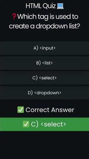 HTML Quiz (3 Questions) 💡 #shorts​​ #coding​​ #html​​ #quiz​​