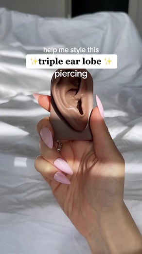 How to style a triple ear lobe piercing with an asymmetrical aesthetic ✨💕