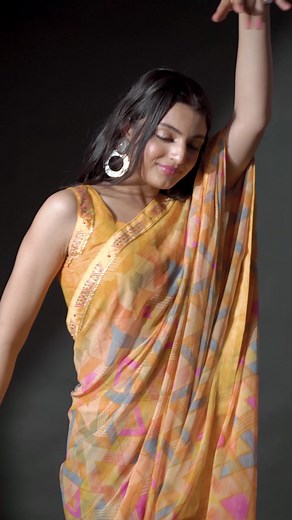 Turmeric Yellow Chiffon Saree For ₹899/- SKU: 3236S2921 Free Shipping | Cash On Delivery #sareestyle #fashion #sudathi #sareefashion | Sudathi