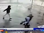 Shocking moment LA woman is thrown to the ground in violent robbery