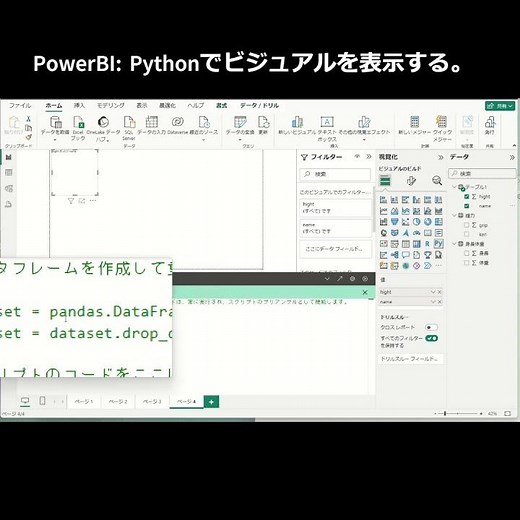 PowerBI Pythonでビジュアルを表示する。#powerbi #ビジュアル