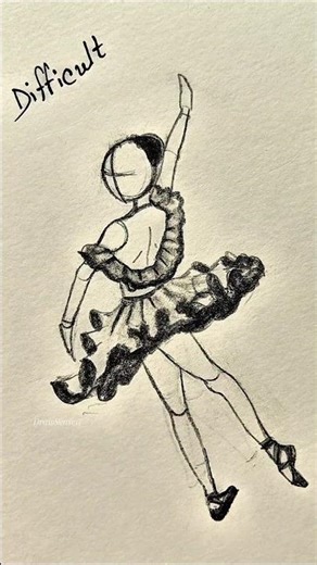 3 Ballerina Drawing Styles 🩰 | Easy ➜ Simple ➜ Difficult #drawing #tutorial #art #anime #shorts