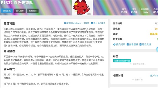 题解：洛谷P1332血色先锋队