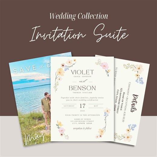 Wedding Invitation Suite: Fully Customizable Template Set, Instant Download - Etsy