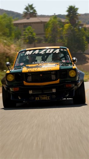 A Mazda RX-3 with a big turbo setup