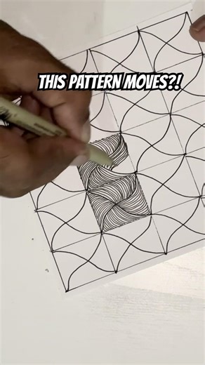 Hypnotic Flow Grid Drawing ✨🖊️ #art #satisfying #patternart #illusion #drawing