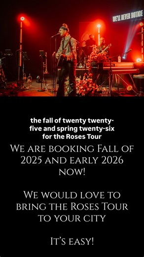31 reactions | We are booking for Fall of 2025 and Speing of 26 now! It’s really easy to bring us to your city! Follow this link and fill out the interest form and we will reach back out with details of how you can easily host a night of The Roses Tour in your city! Can’t wait to see you soon! - Chris https://cw.artistic.io/u/lp/Main/t/c-1x-QIOpsHBtYIbGjK-QQiyxapZT-QkW8Fk/m/e/Stars-Go-Dim---Roses-2025-Tour.htm?fi=MzExNzA1 | Stars Go Dim | Facebook