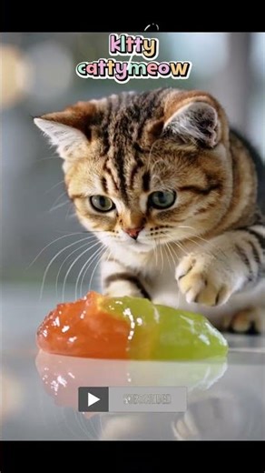 Slime Play Cat | ASMR Look #cutecat #kidsanimation #pixverse