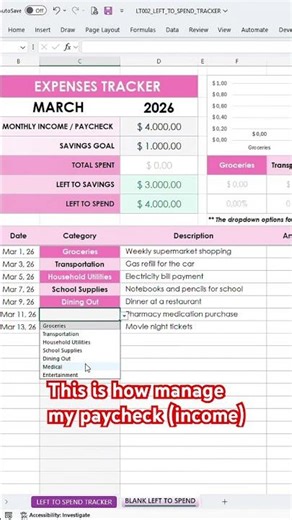 This is how I manage my paycheck and income #spreadsheet