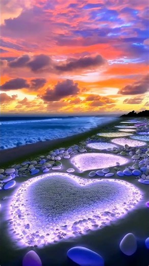 🌊✨ Trippy Ocean Waves & Floating Hearts 💜 Relaxing Beach Escape #shortsviral