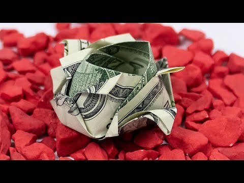 Money origami ROSE 🌹 Dollar origami rose making instructions