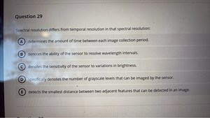 Question 29Spectral resolution differs from temporal resoluti... | Filo